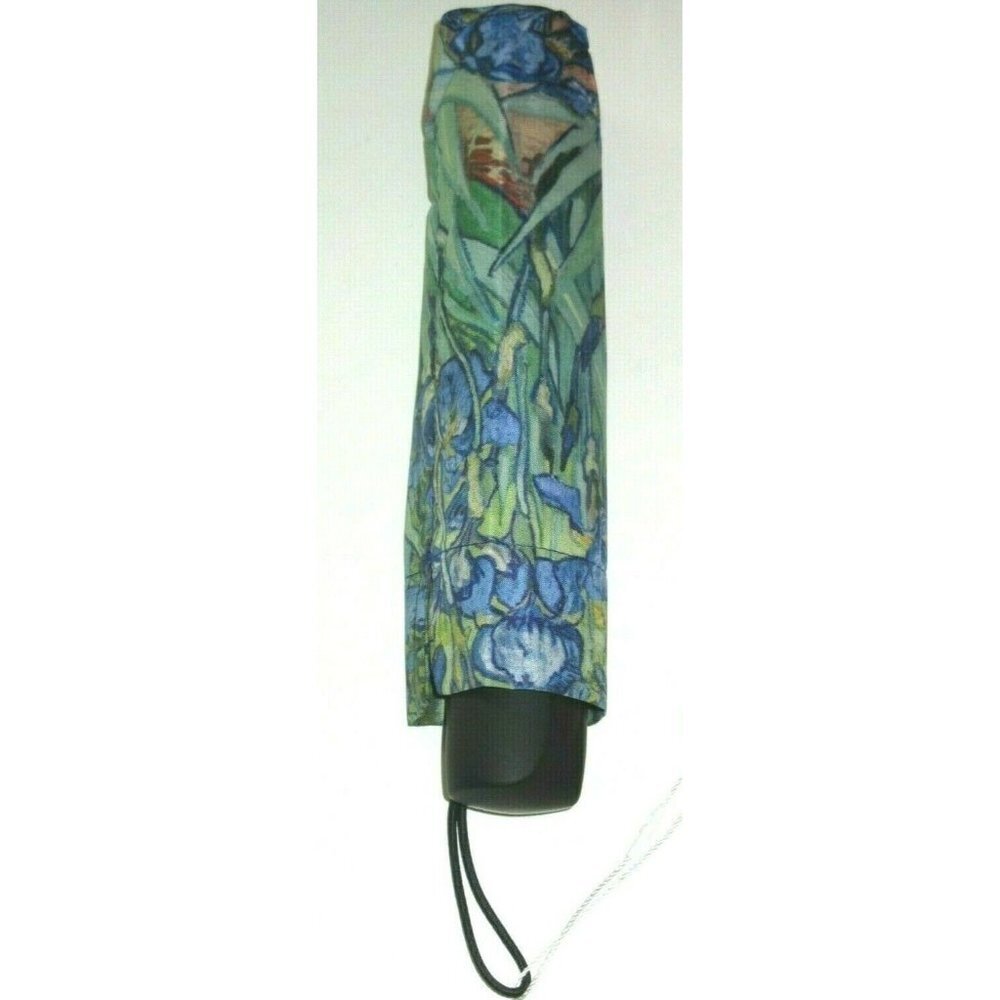 Irises Flowers by Vincent Van Gogh Compact Travel Umbrella Black Blue Free Ship - Picture 3 of 8